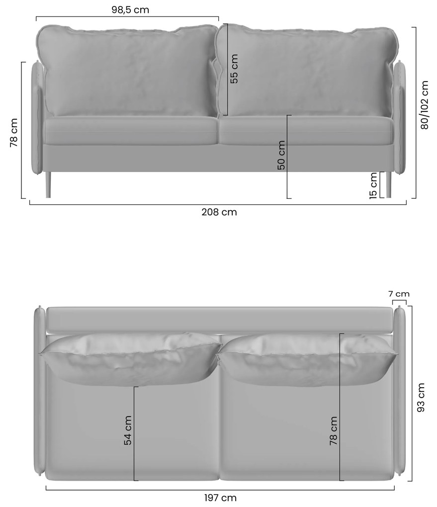 Canapea extensibilă pentru dormit Taila - țesătură bej Loft 01 / picioare negre