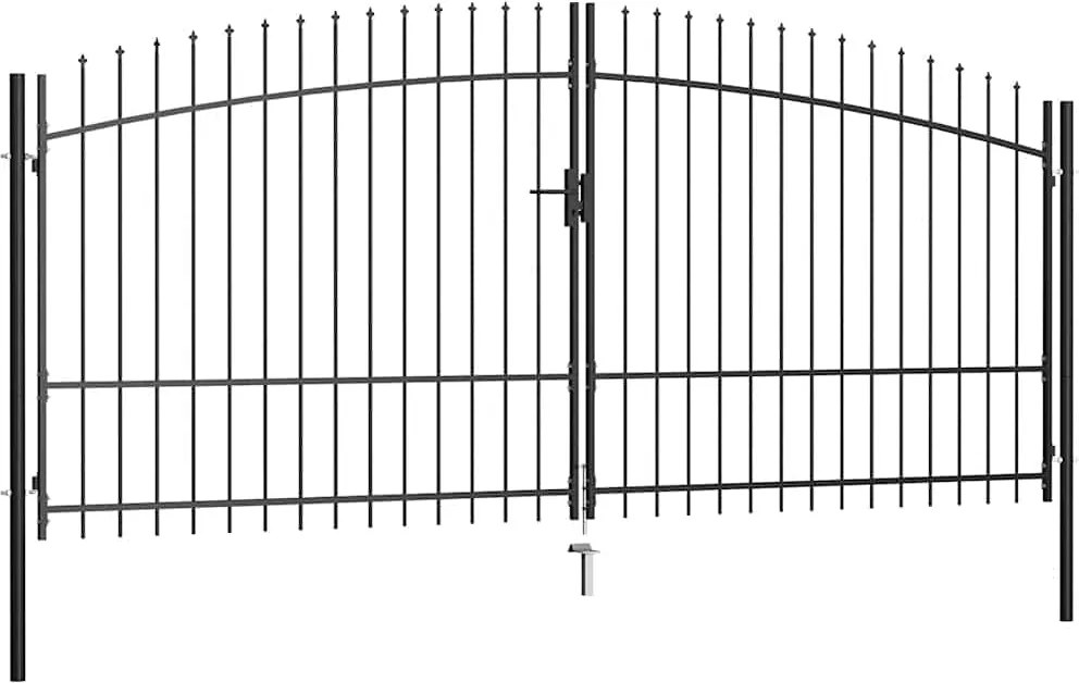 vidaXL Poartă de gard cu două uși, cu vârfuri de suliță, 400 x 225 cm