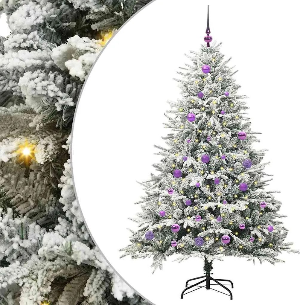 vidaXL Brad de Crăciun artificial pre-iluminat cu set de bile Verde