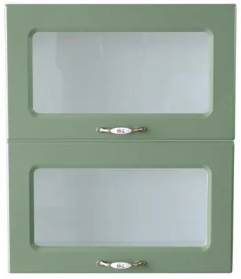 Corp superior vitrina 60 cu 2 usi orizontale Zebra MDF verde drept