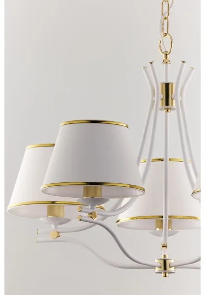 Jupiter 2084 - Candelabru pe lanț SAMBA, 5xE27/15W/230V, alb/auriu