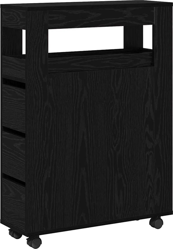 vidaXL Set de mobilier pentru baie Stejar Negru 65 x 23 x 87 cm