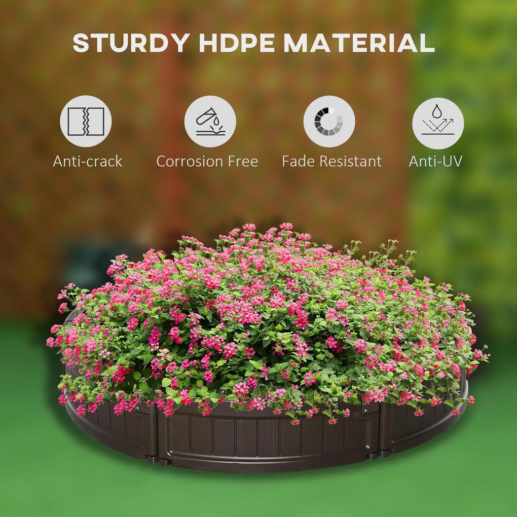 Outsunny Pat de gradina inaltat rotund din plastic HDPE, jardiniera de exterior pentru plante, flori si legume, Φ123x21cm, maro