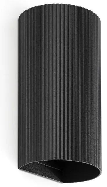 Aplica perete aluminiu striat negru, 2xGU10, SOLE round