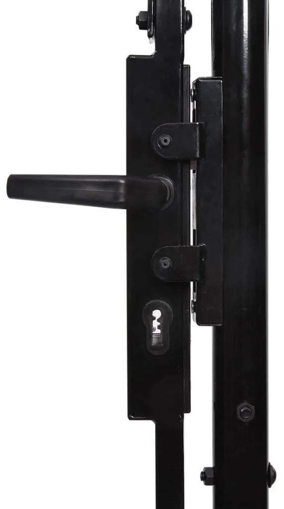 Poarta de gard cu o usa, varf arcuit, negru, 1 x 1,2 m, otel 1 x 1.2 m, varf arcuit