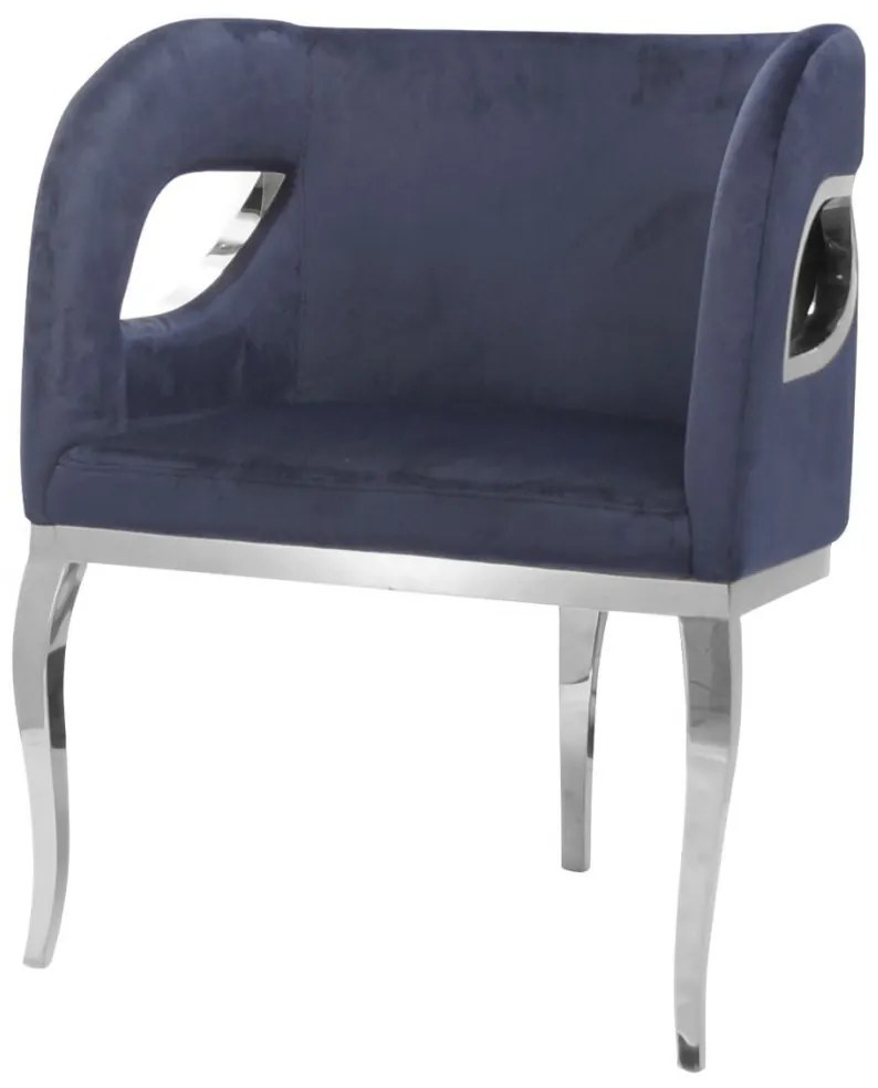 Fotoliu tapitat Morello bleumarin/silver – H78 cm