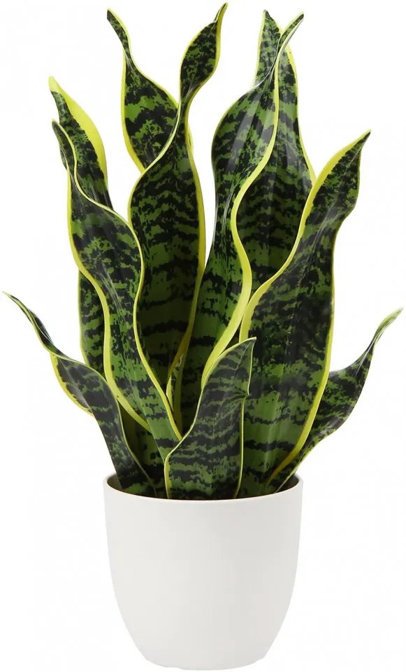 Planta artificiala Briful, plastic, verde inchis/alb, 12,5 x 42 cm