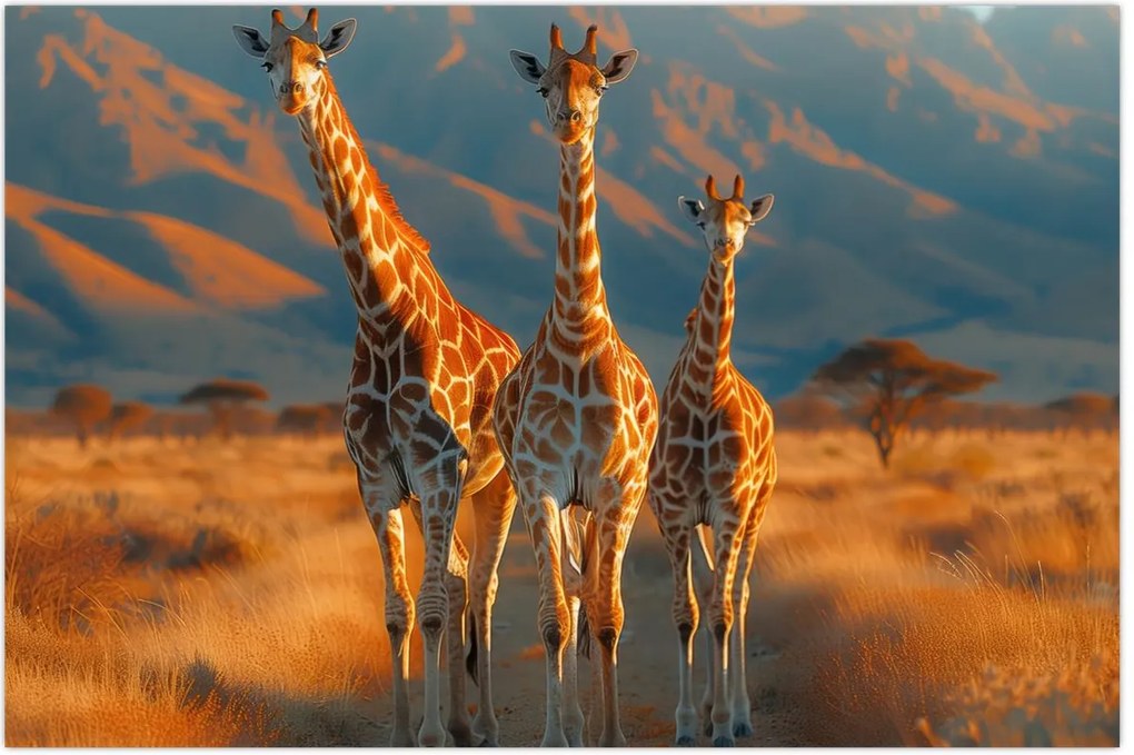 Tablou - Girafe pe pășune (90x60 cm)