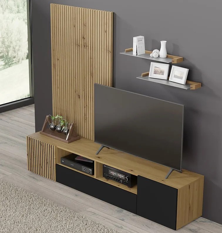 Mobilier living Aurella și (Negru + Stejar artisan). 1124878