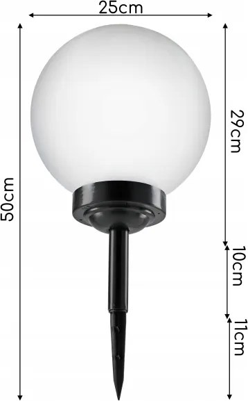 Lampă solară LED, 1,2 V, 6500 K, 200 mAh, diametru 25 cm, IP44, alb/negru