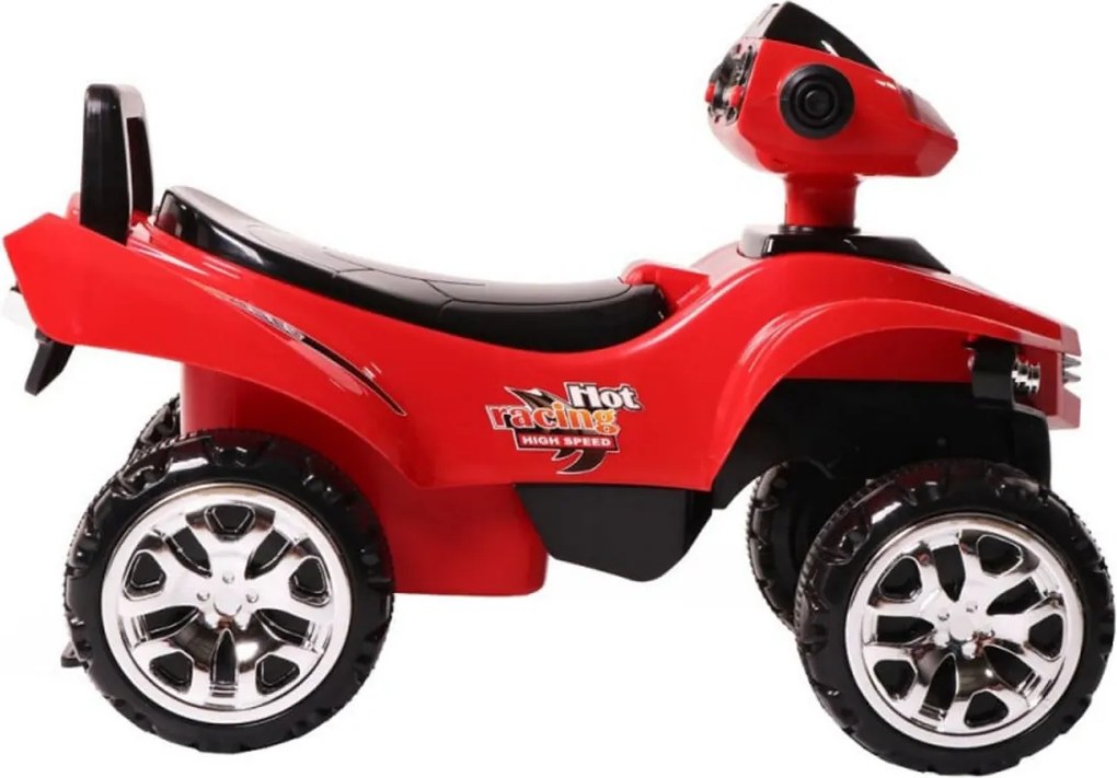 Masinuta cu Functie de Trotineta Fara Pedale Pentru Copii NOVOKIDS™ ATV No Fear Rider, Maxim 25 Kg, Cu Melodii, Sezut comfortabil, Rosu cu Negru