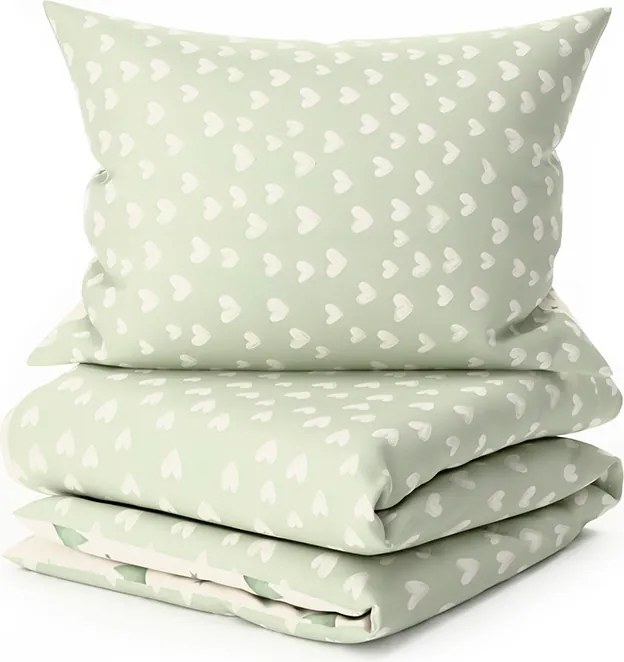 Lenjerie de pat din microfibra STARS HEARTS verzi Dimensiune lenjerie de pat: 2 buc 70 x 90 cm | 200 x 220 cm