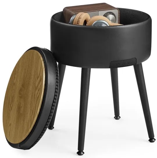 Taburet din piele CORE, negru