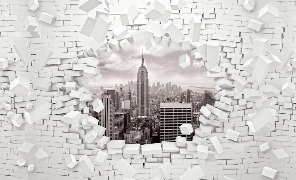 Fototapet - New York și 3D Brickwall (254x184 cm)