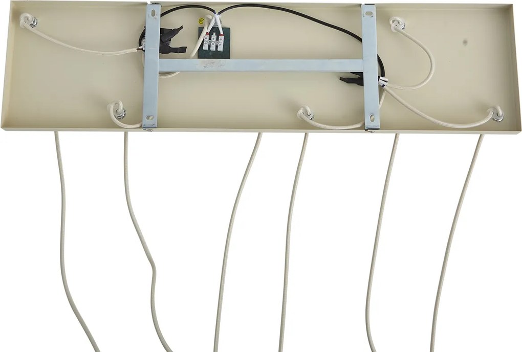 Lampă suspendată scandinavă bej cu sticlă albă cu 6 lumini - Wisp