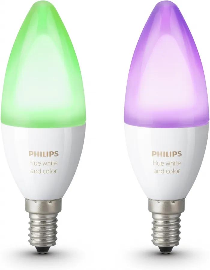 SET 2x LED RGB Bec dimmabil Philips HUE WHITE AND COLOR E14/6W/230V