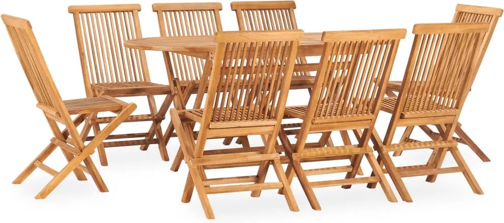 vidaXL Set mobilier de exterior pliabil, 9 piese, lemn masiv de tec