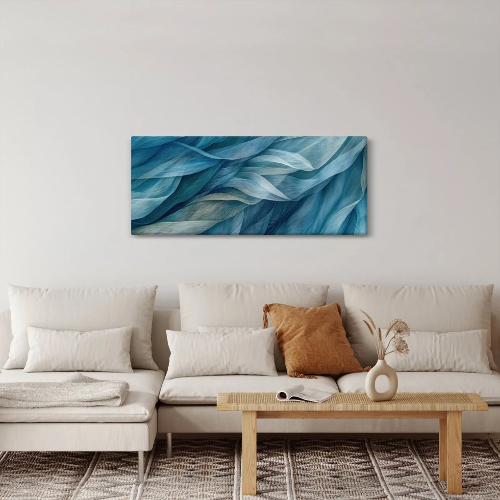 Tablou - Undele albastre și albe (120x50 cm)
