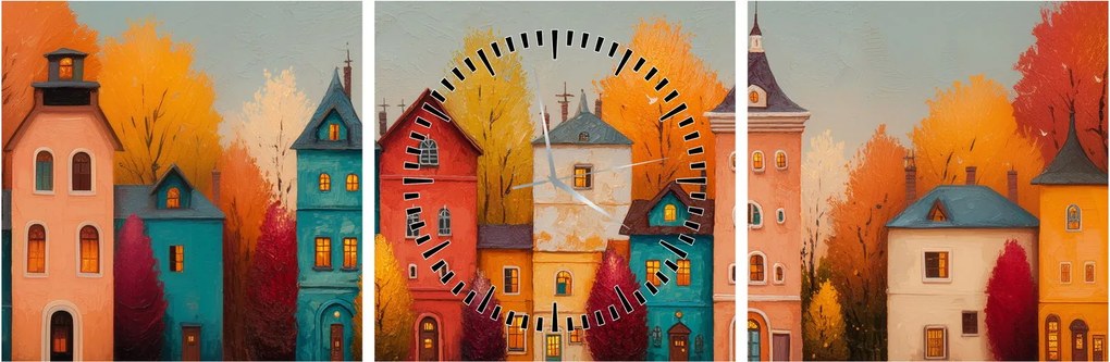 Tablou - Sat de toamnă (cu ceas) (90x30 cm)