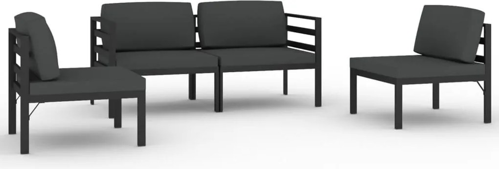 vidaXL Set mobilier de grădină cu perne, 4 piese, antracit, aluminiu
