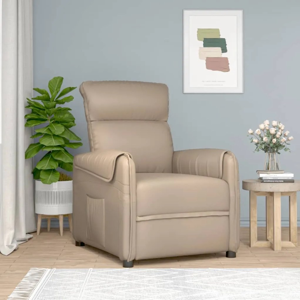 347988 vidaXL Fotoliu rabatabil, cappuccino, piele ecologică