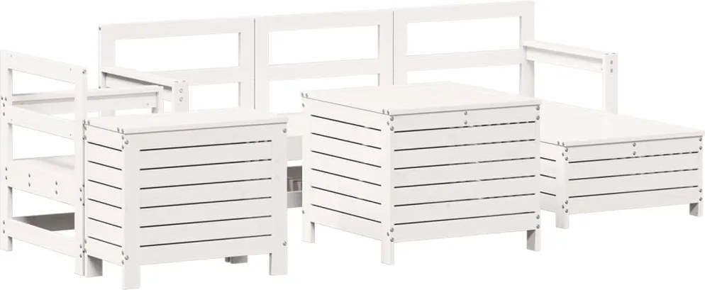 vidaXL Set canapea de grădină, 7 piese, alb, lemn masiv de pin