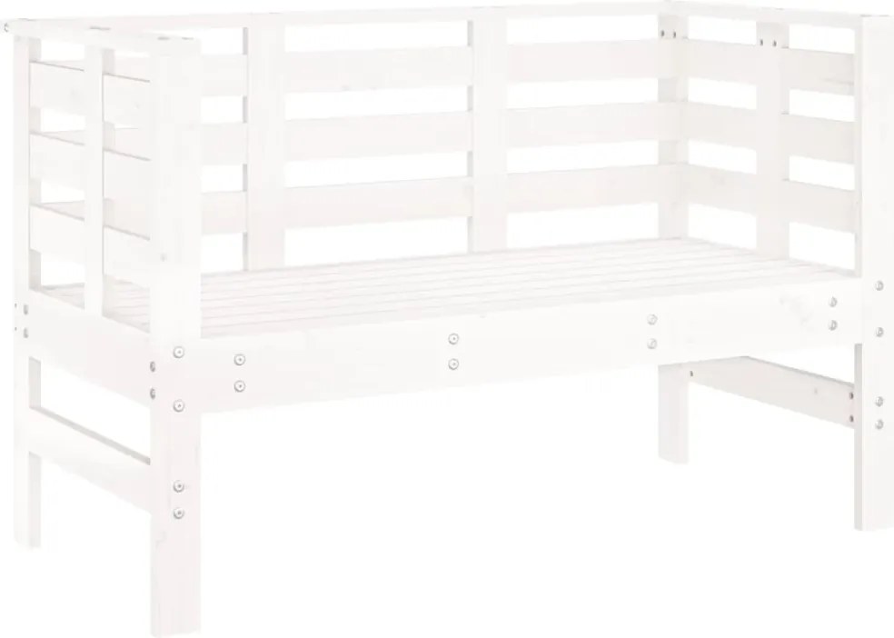 vidaXL Bancă de grădină, alb, 111,5x53x71 cm, lemn masiv de pin