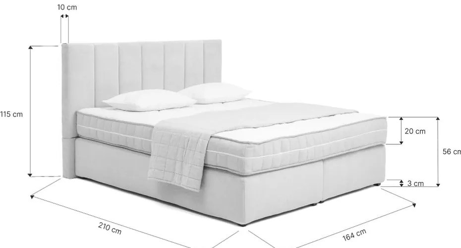 Pat boxspring gri 160x200 cm Olia Bold Line – Bonami Selection
