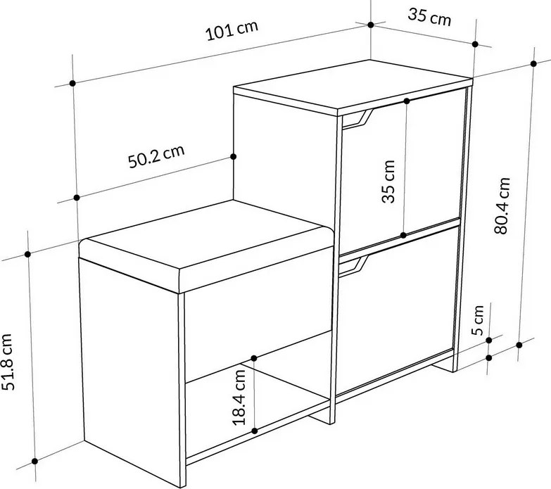 Dulap pentru pantofi Haven Oak and Anthracite