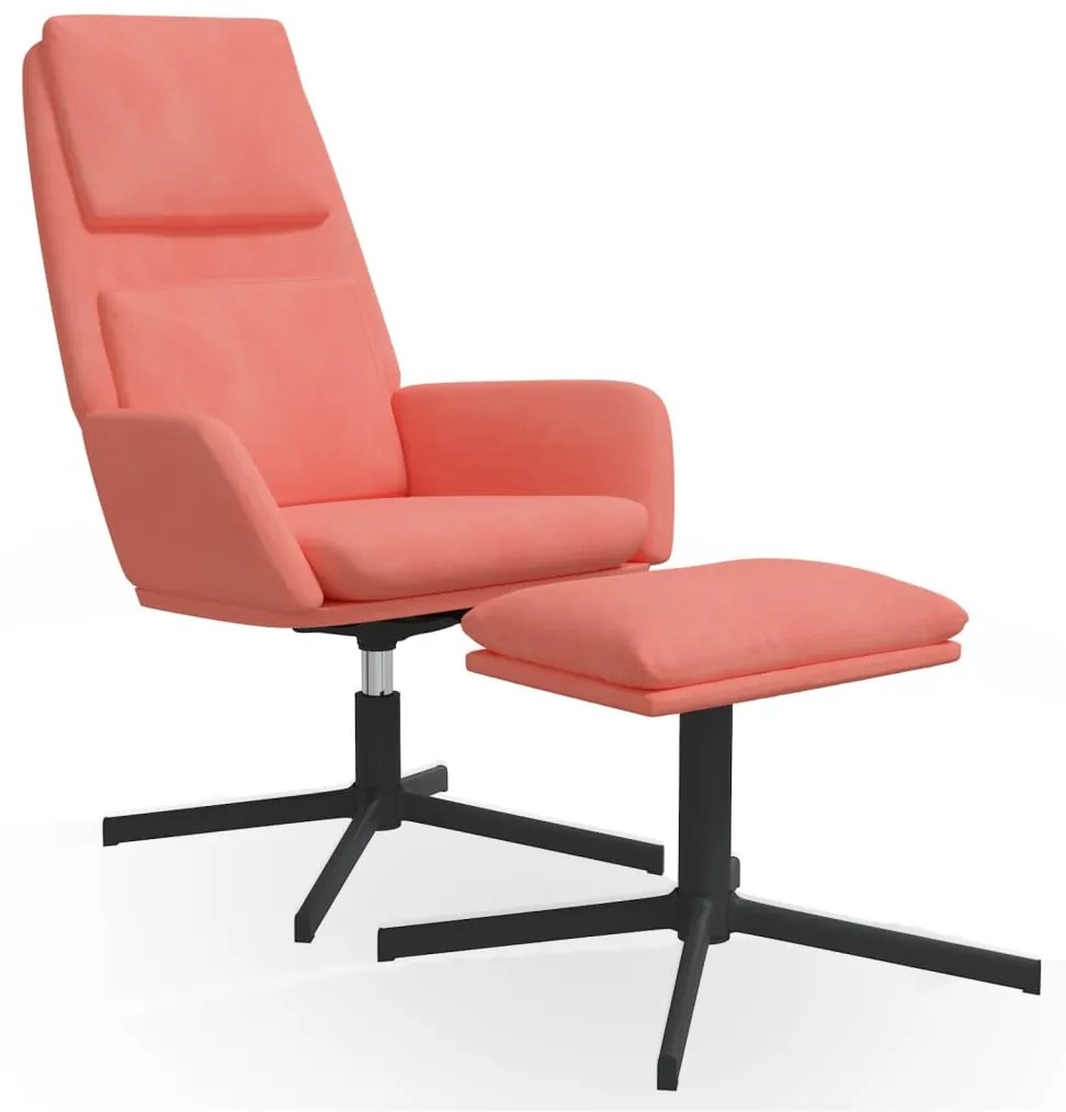 3097802 vidaXL Scaun de relaxare cu taburet, roz, catifea