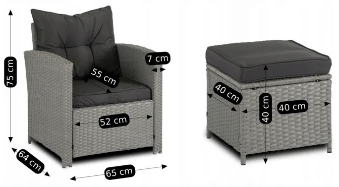 JAKS Mobilier ratan gri Colorado