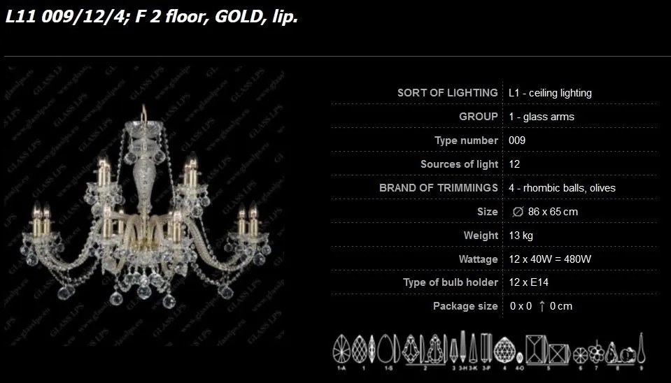 Lustra 12 brate cristal Bohemia L11 009/12/4