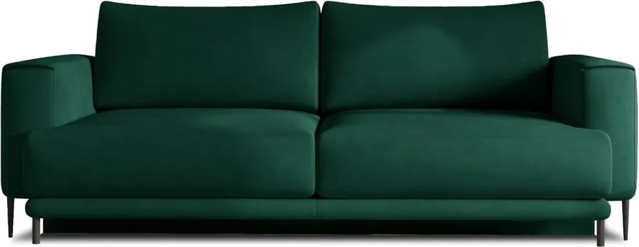 Canapea verde extensibilă/cu spațiu de depozitare cu tapițerie din catifea 260 cm Dalia – ELTAP
