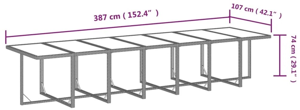 Set mobilier de gradina cu perne, 19 piese, negru, poliratan Negru si alb crem, masa + 18x fotoliu, 1