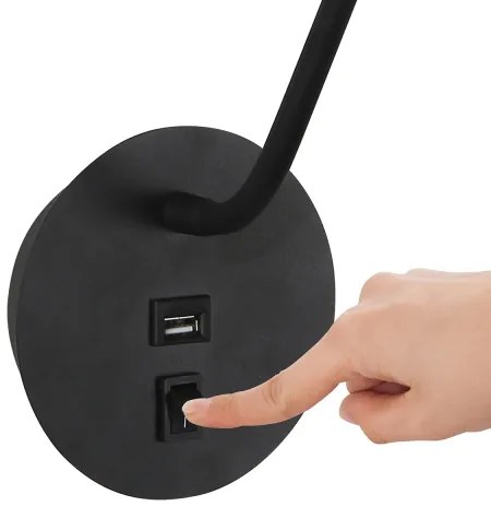 Lampă LED flexibilă de perete cu port USB Brilagi MAYA LED/3W/230V negru