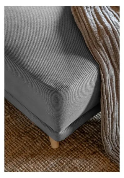 Colțar gri extensibil cu tapițerie din catifea reiată (colț variabil) Lazy Lukka – Miuform