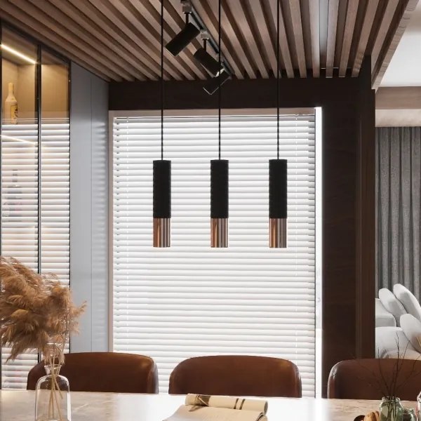 Lustră pe cablu LOOPEZ 1xGU10/40W/230V neagră/cupru Sollux SL.0946