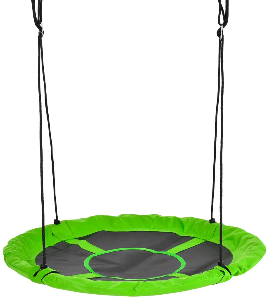 Outsunny Balanță cuib de pasăre rotundă, coș de balanță Ø 110 cm, 4 inele incluse, metal epoxidic, Oxford de înaltă densitate, verde | Aosom Romania