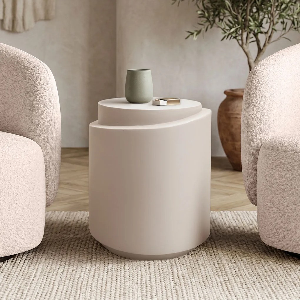 Masuta Laterala Rotunda Fiora MGO Cappuccino D40x49.5 Cm