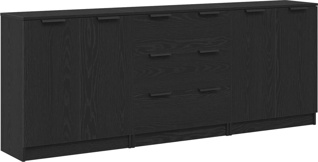 vidaXL Bufet 3 pcs Stejar Negru 180 x 30 x 70 cm Lemn compozit