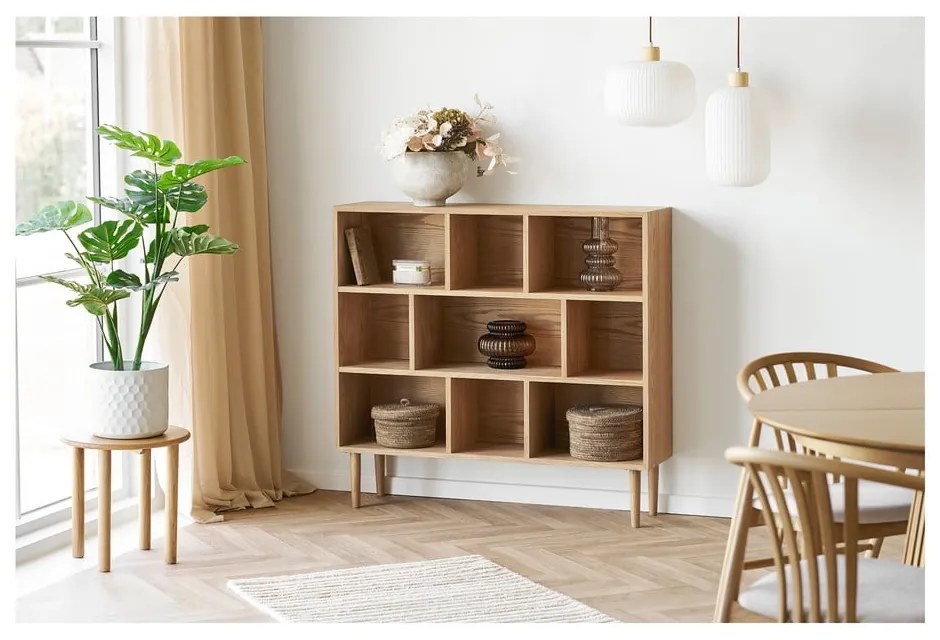 Măsuță auxiliară rotundă din lemn de stejar ø 40 cm Jena – House Nordic