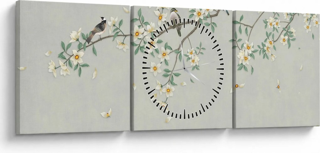 Tablou - Adunarea păsărilor (cu ceas) (90x30 cm)