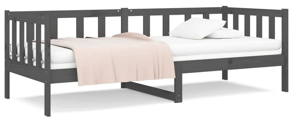814646 vidaXL Pat de zi, gri, 90x190 cm, lemn masiv de pin