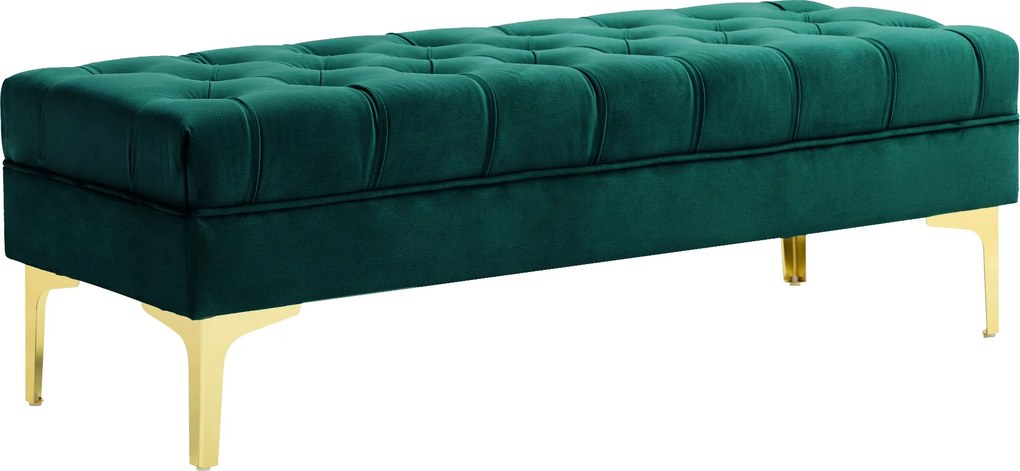 HOMCOM Bancă Hol, cu Husă Capitonată din Catifea cu Picioare Metalice pentru intrare, dormitor sau sufragerie, 118x45x42 cm, Verde | Aosom Romania