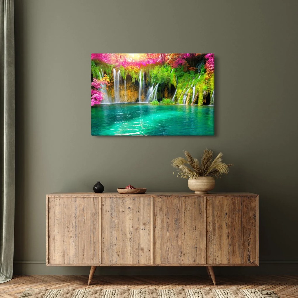 Tablou - Cascada, Lacurile Plitvice, Croația (90x60 cm)