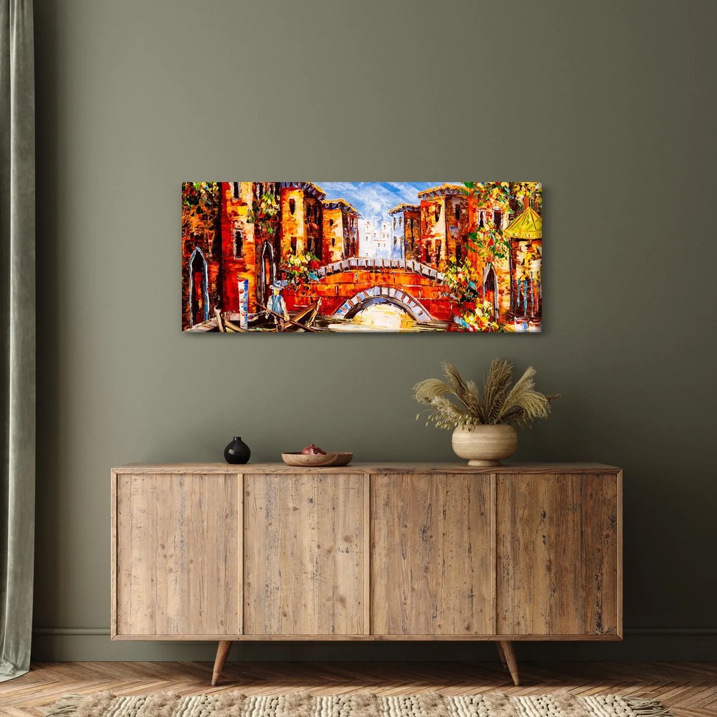 Tablou - Pictură în ulei a orașului III. (120x50 cm)