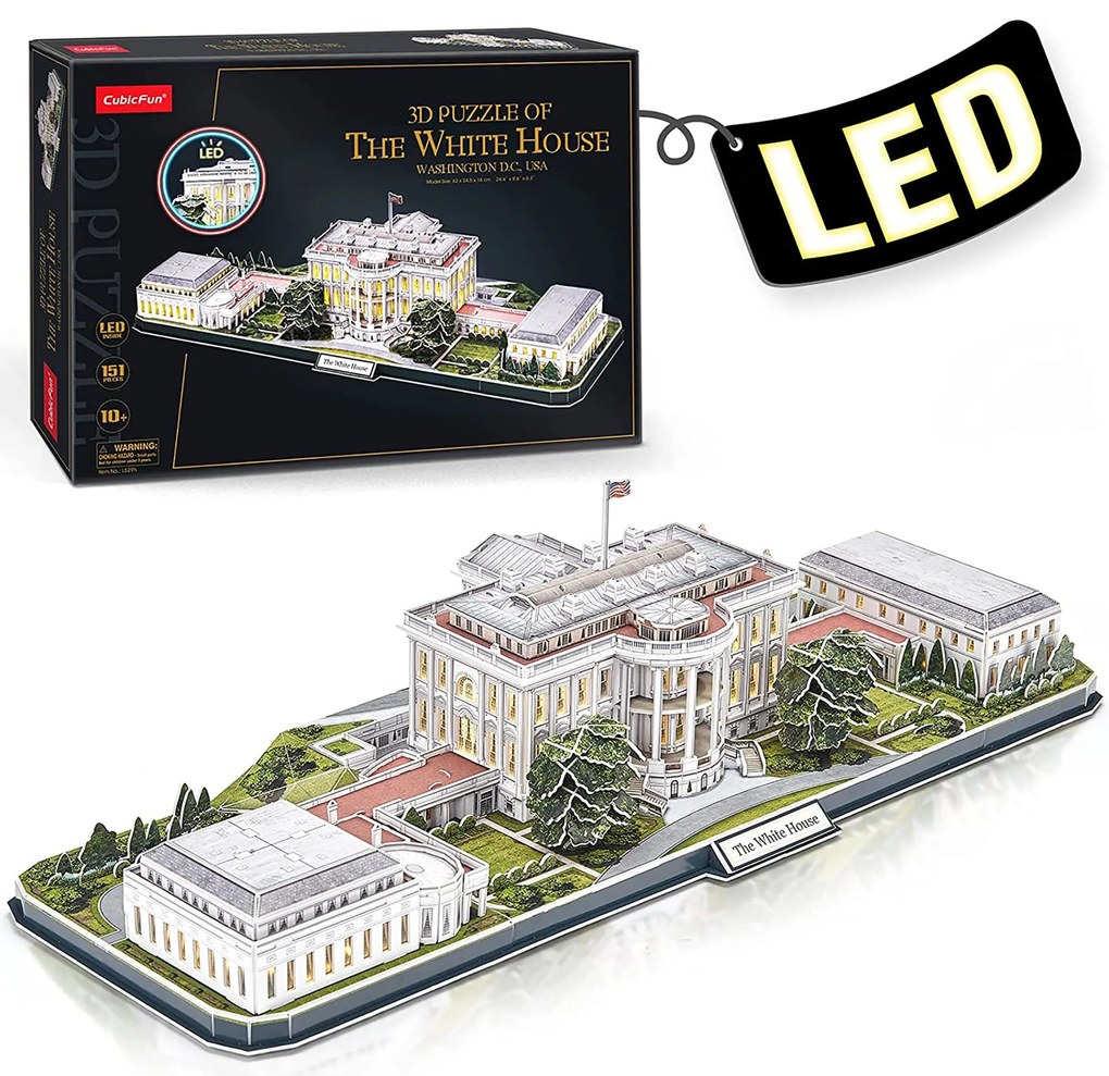 PUZZLE 3D LED CASA ALBA 151 PIESE - CUBICFUN (CUL529H)