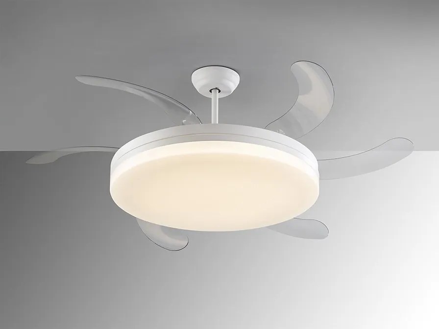Lustra LED cu Ventilator si telecomanda, lame retractabile Vento alb
