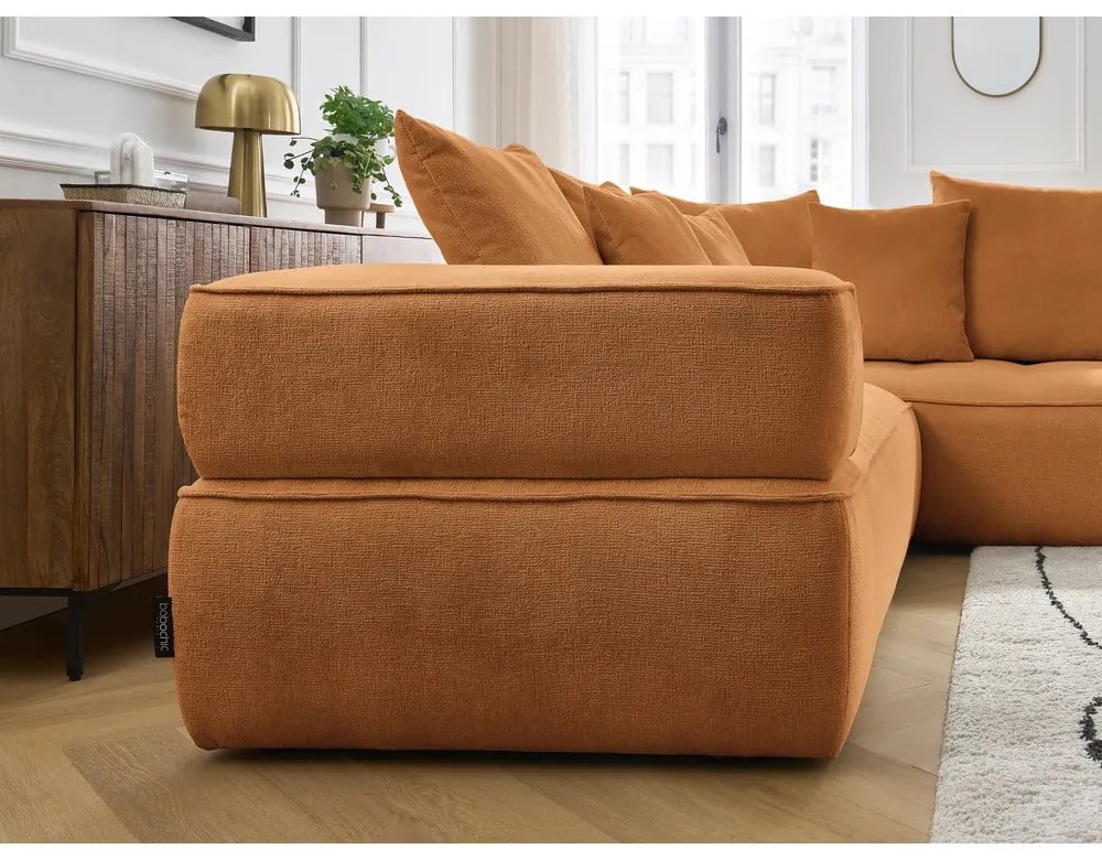 Colțar galben muștar cu tapițerie din chenille (cu colț pe partea dreaptă/în formă de ”L”) Whesley – Bobochic Paris