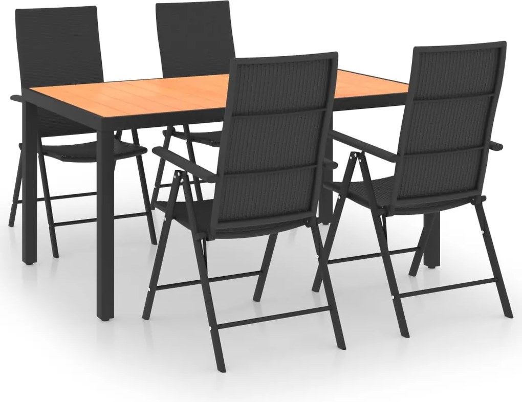 vidaXL Set mobilier de grădină, 5 piese, negru și maro